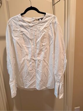 BCBGMaxAzria White Button-Front Blouse